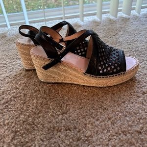 Franco Sarto Black Open Toe Espadrilles Size 6.5